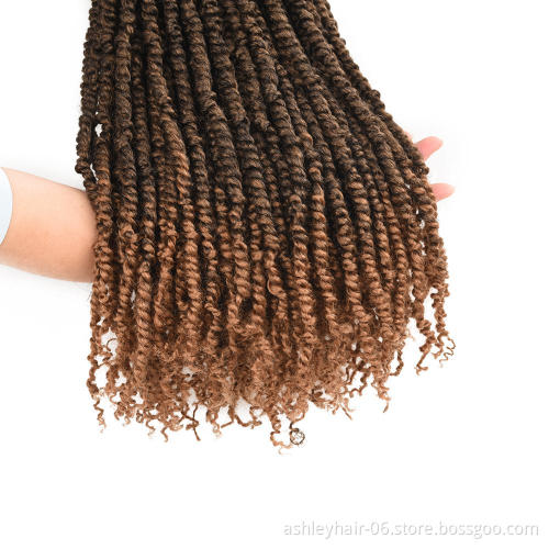 OEM 18 Inch Pre-looped Fluffy Spring Passion Crochet Synthetic Hair Bomb Twist